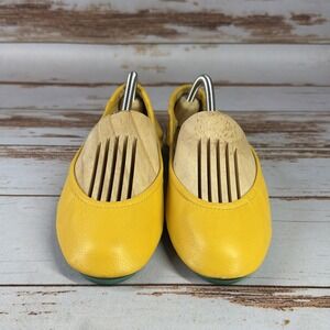 Tieks by Gavrieli Mustard Yellow Leather Ballet Flats Slip On Womens Size 8 Used